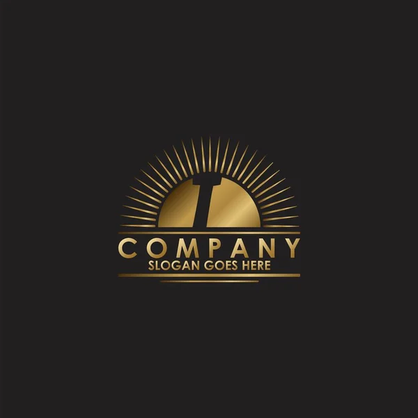 Golden Sun Initial Letter Logo Vector Design Business Brand Identity — 스톡 벡터