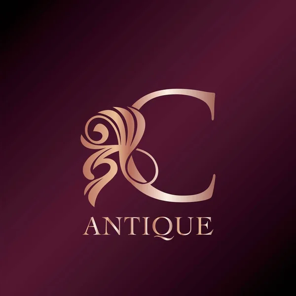 Letra Antigua Logo Inicial Elegancia Oro Rosa Lujo Deco Deco — Archivo Imágenes Vectoriales