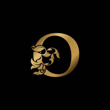 Altın Lüks Mektup İlk Logo Simgesi, Monogram Çiçek Yaprağı Logo Şablonu Tasarımı.