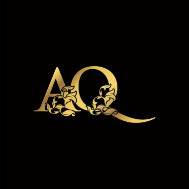 Altın Lüks A ve Q, El Kaide Mektup İlk Logo Simgesi, Tek Yaprak Logo Şablonu Tasarımı.