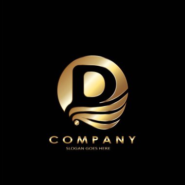 Altın İş Baş harfleri D Logo Mektubu, Zarif Dalga Kanat Kuşu ve D harfi şablon tasarımı konsepti.