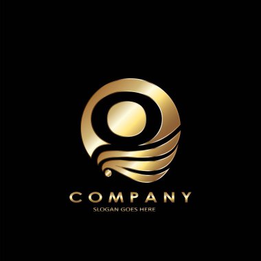 Golden Business Initial O Logo Letter, Elegance Wave Wing Bird with negative space letter O template design concept. clipart