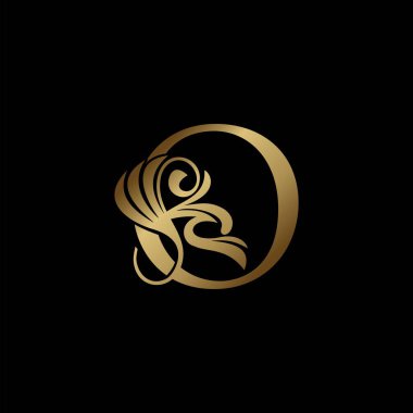 Altın Deko Lüks Mektup İlk Logo Simgesi, Monogram Dönen Kanat Logo Şablonu Tasarımı.