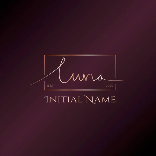 Luna Gold Rose Beauty Sinal Logotipo Letra Inicial Elegância Caligrafia —  Vetores de Stock