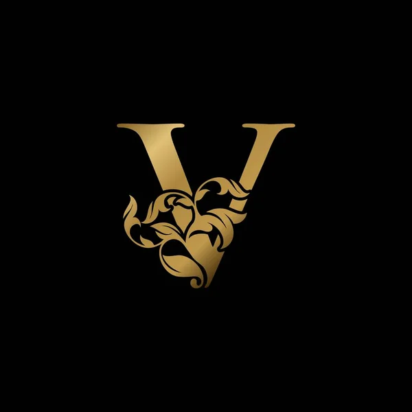 Golden Luxury Betű Kezdeti Logó Ikon Monogram Ornate Nature Floral — Stock Vector