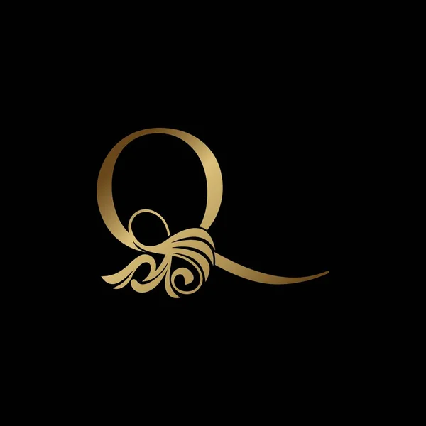 Golden Deco Luxury Letter Úvodní Logo Ikona Monogram Zdobené Vírové — Stockový vektor
