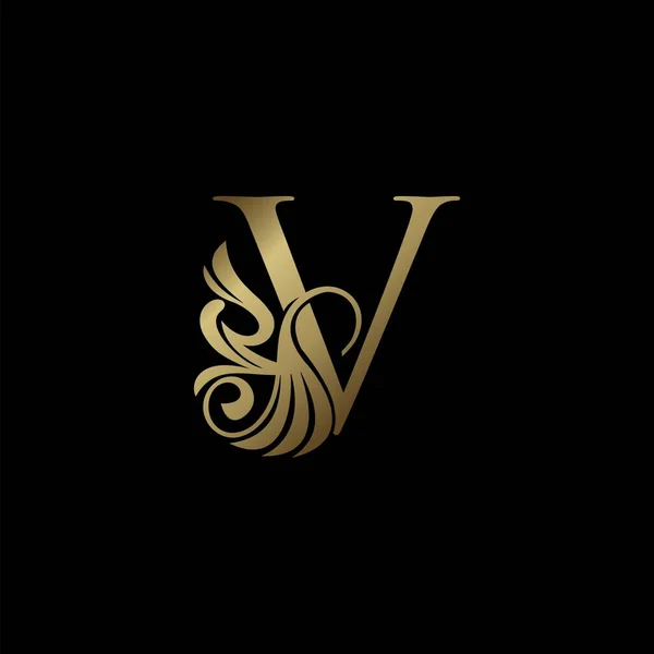 Golden Deco Luxury Letter Initial Logo Icon Monogram Orgite Swirl — 스톡 벡터