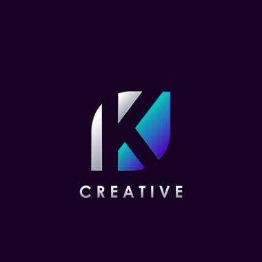 Negatif Space K harfi ilk logo şablon tasarımı iş kimliği için.