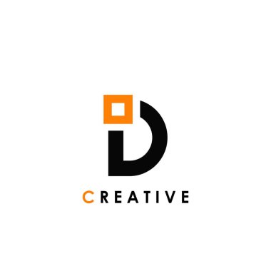 İş kimliği için kare logo şablonu tasarımlı D harfi paraf