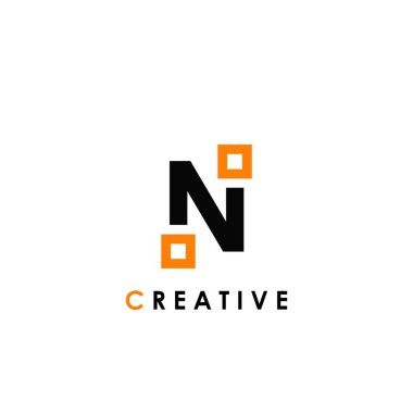 İş kimliği için kare logo şablonu tasarımlı N harfi ilk harfi