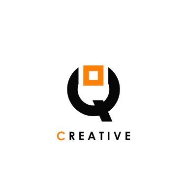 İş kimliği için kare logo şablonu tasarımlı Q harfi parafonu