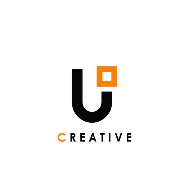 İş kimliği için kare logo şablonu tasarımlı U harfi parafonu