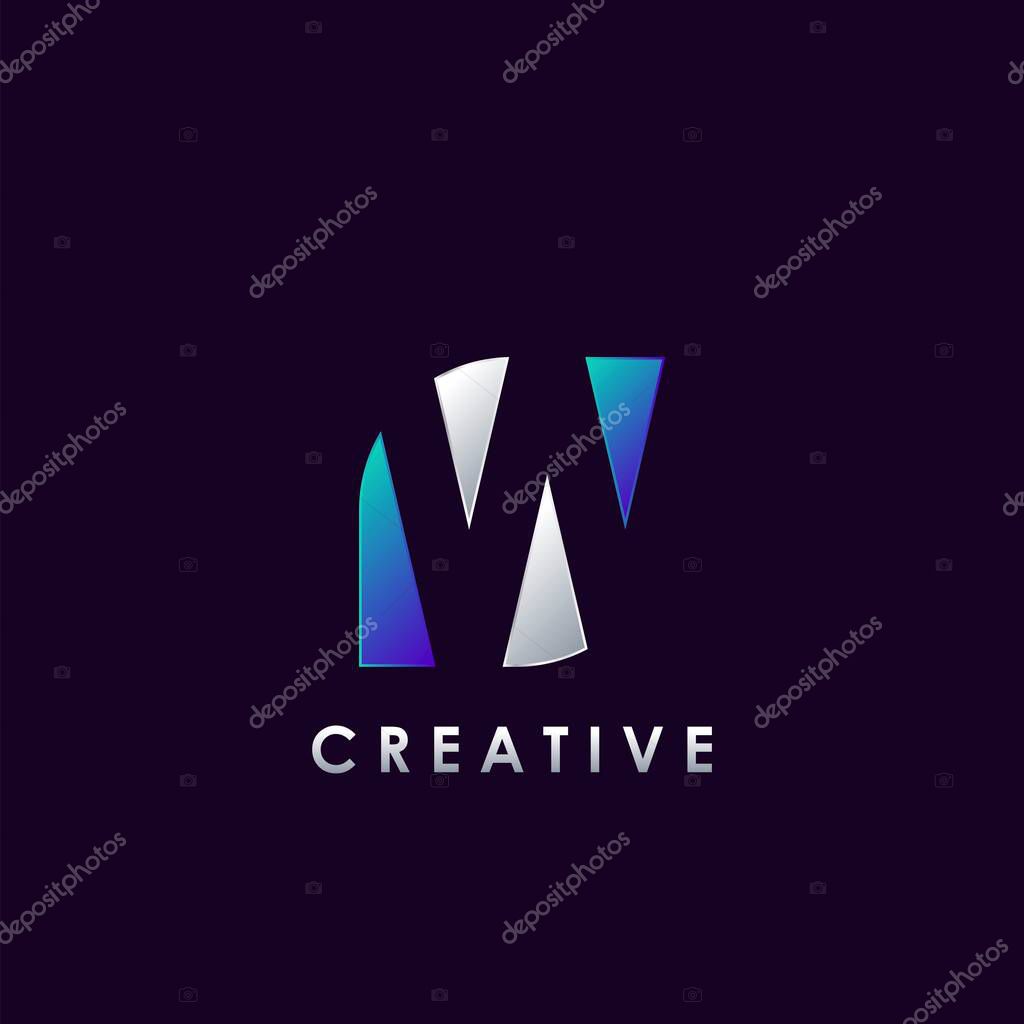 Negative Space W letter initial logo template design for business identity.