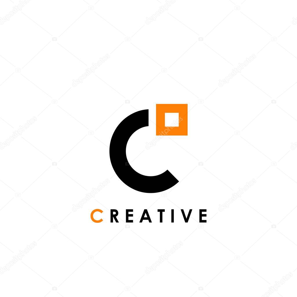 C letter initial with square shape logo template design for business identity