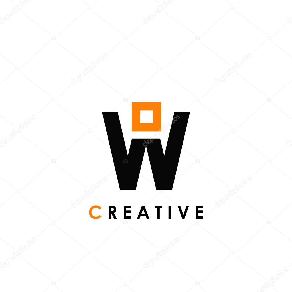 W letter initial with square shape logo template design for business identity