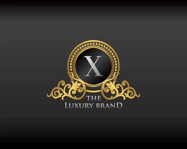 Gold Luxury Brand Letter Elegante Logo Distintivo Lettera Oro Cresta — Vettoriale Stock