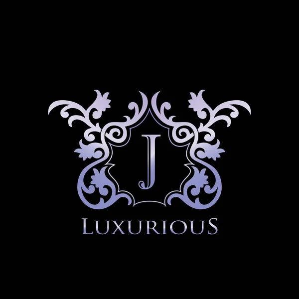 Metal Luxury Letter J Elegant Logo Badge. Luxurious Letter Initial Crest Monogram Vector Design.