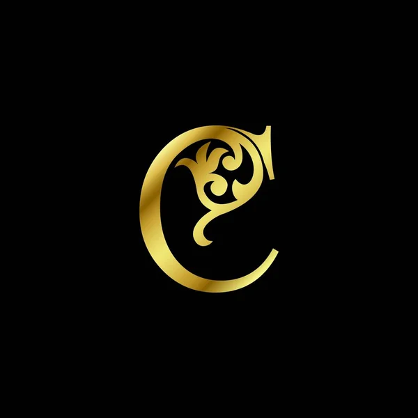 Logo Lusso Oro Lettera Ornamento Alfabeto Monogramma Oro Floreale Decorato — Vettoriale Stock