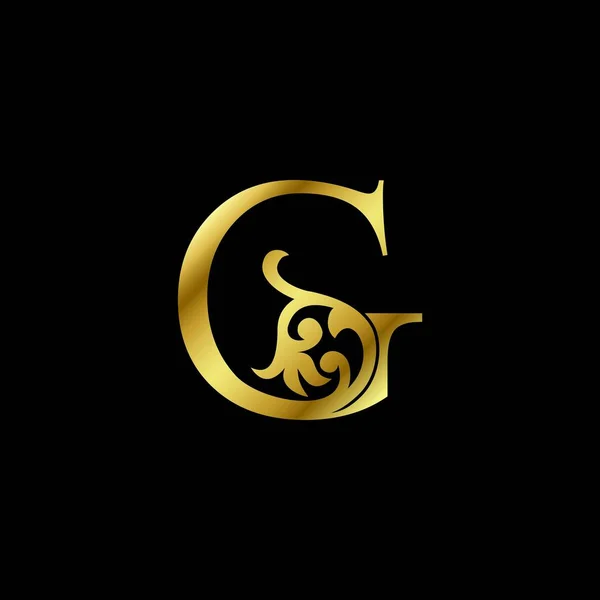 Zlaté Luxusní Písmeno Ozdobné Logo Abeceda Monogram Zlatý Květinový Deco — Stockový vektor