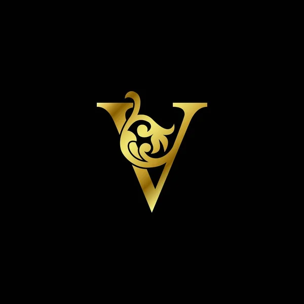 Logotipo Oro Carta Lujo Ornamento Alfabeto Monograma Oro Floral Deco — Vector de stock