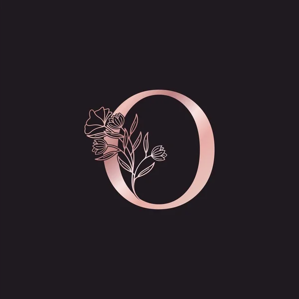 金玫瑰花啊 奢华的标志 优雅的字母表字母表自然花卉华丽的初始字母向量设计 — 图库矢量图片