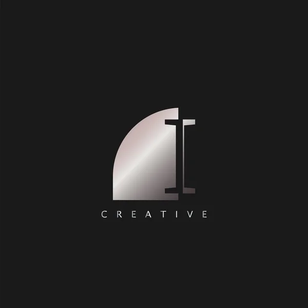 Metall Letter Logo Illustration Vorlage Abstrakter Techno Halb Negativer Space — Stockvektor