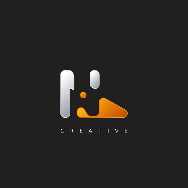 Letter Logo Illustration Template Abstrakter Techno Mit Negativem Space Logo — Stockvektor