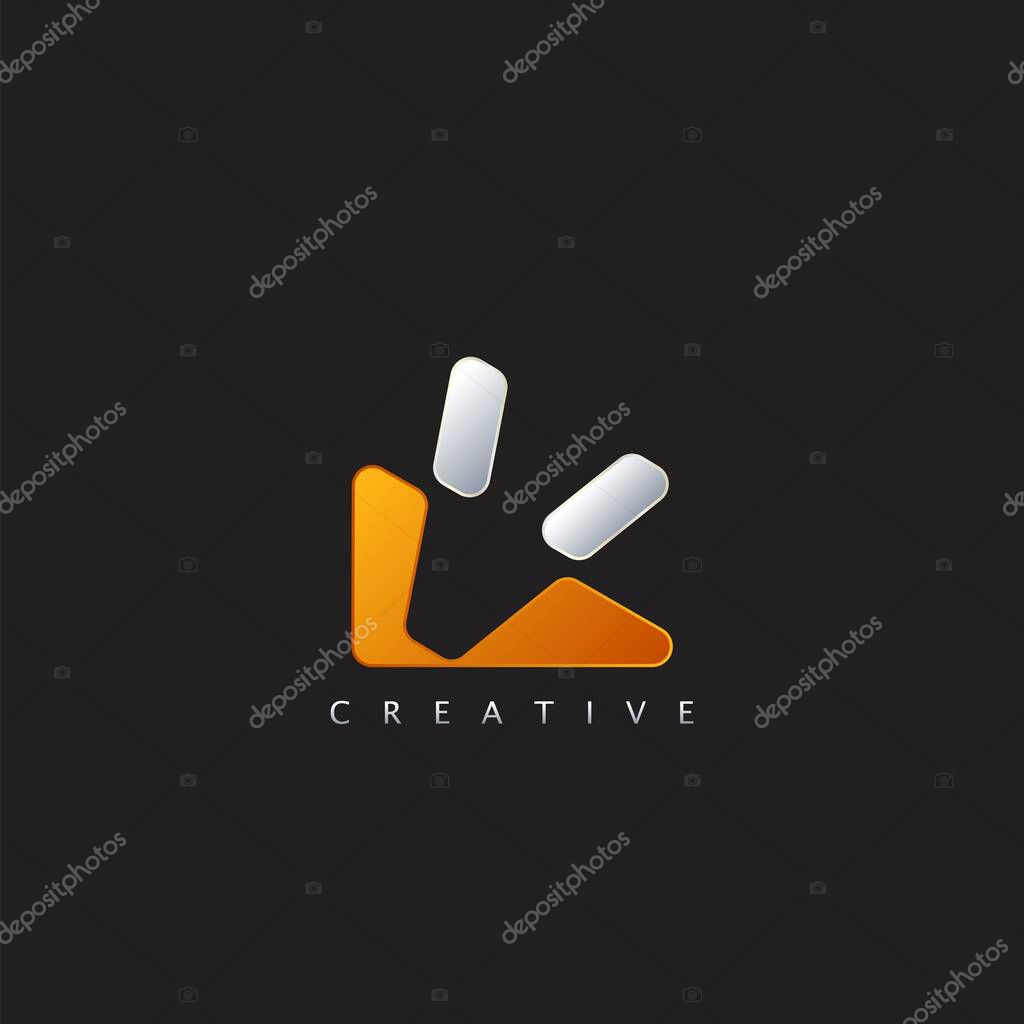 V Letter Logo Illustration Template. Abstract techno with negative space logo style.