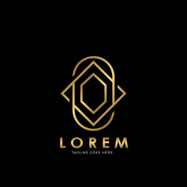Altın O İlk harf Logo Vektör Tasarımı Geometrik Çizgi Şablonu