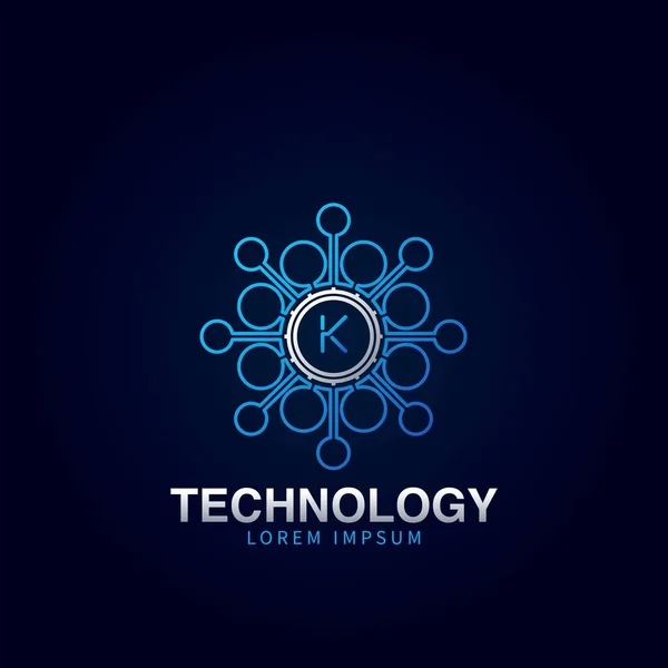 Letter First Logotype Digital Abstract Technology Dot Molecule Vector Logo — 스톡 벡터