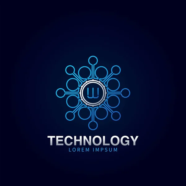 Letra Logotipo Inicial Digital Abstracta Tecnología Ciencia Punto Molécula Vector — Vector de stock