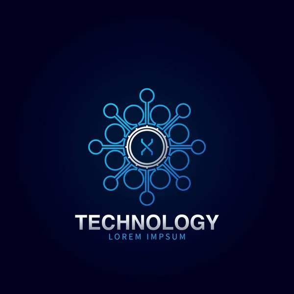 Letter First Logotype Digital Abstract Technology Dot Molecule Vector Logo — 스톡 벡터