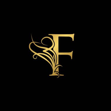 Altın lüks İlk F harfi logo konsepti monogram süsleme vektör tasarımı