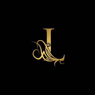 Altın lüks İlk L harfi logo konsepti monogram süsleme vektör tasarımı