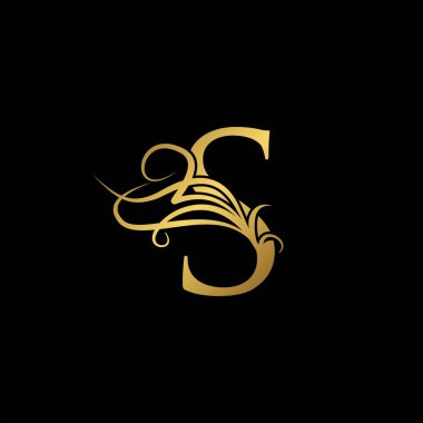 Altın lüks S harfi logo konsepti monogram süsleme vektör tasarımı