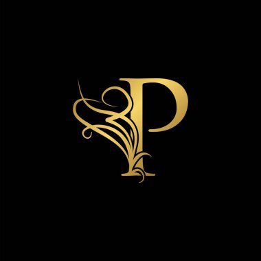 Altın lüks İlk P harfi logo konsepti monogram süsleme vektör tasarımı