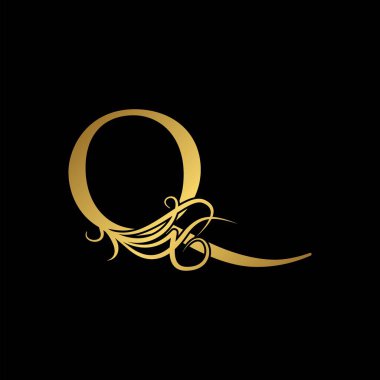 Altın lüks Başlangıç Q harfi logo konsepti monogram süsleme vektör tasarımı