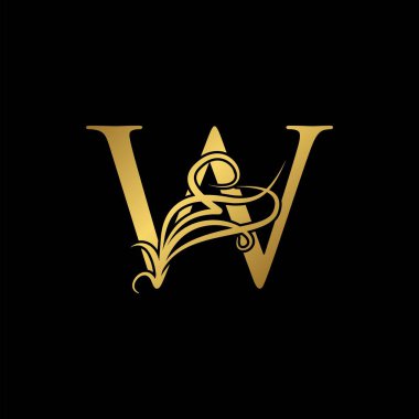 Altın lüks İlk W harfi logo konsepti monogram süsleme vektör tasarımı