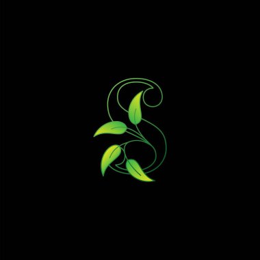 Green Nature Leaf Letter S İlk Logo Simgesi Konsept Monogram Harf Tasarımı ile ayrılıyor