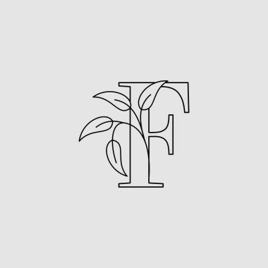 F Harfi İlk Logo Simgesi Doğa Şablon Tasarımı Bırakıyor