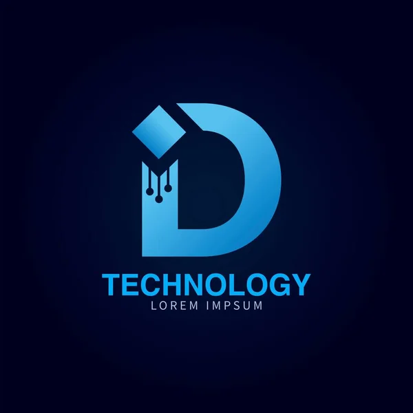Lettera Logotipo Blu Colore Tecnologia Digitale Astratto Punto Connessione Vettoriale — Vettoriale Stock