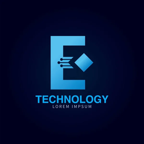 Letra Logotipo Azul Color Tecnología Digital Abstracto Punto Conexión Vector — Vector de stock