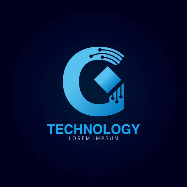 Letter Logotype Blue Color Technology 그리고 Digital Stract Dot Connection — 스톡 벡터