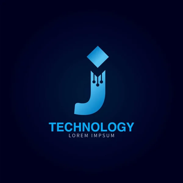 Letter Logotype Blue Color Technology Digital Stract Dot Connection Vector — 스톡 벡터