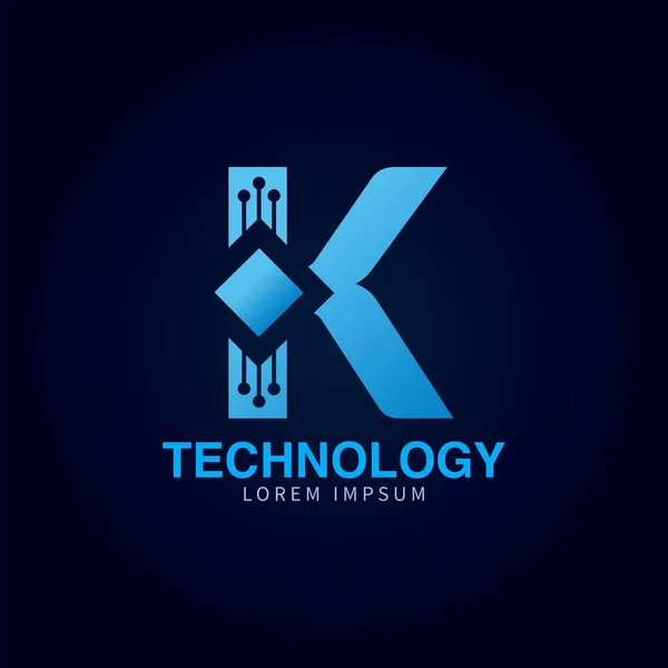 Letra Logo Azul Color Tecnología Digital Abstracto Punto Conexión Vector — Vector de stock