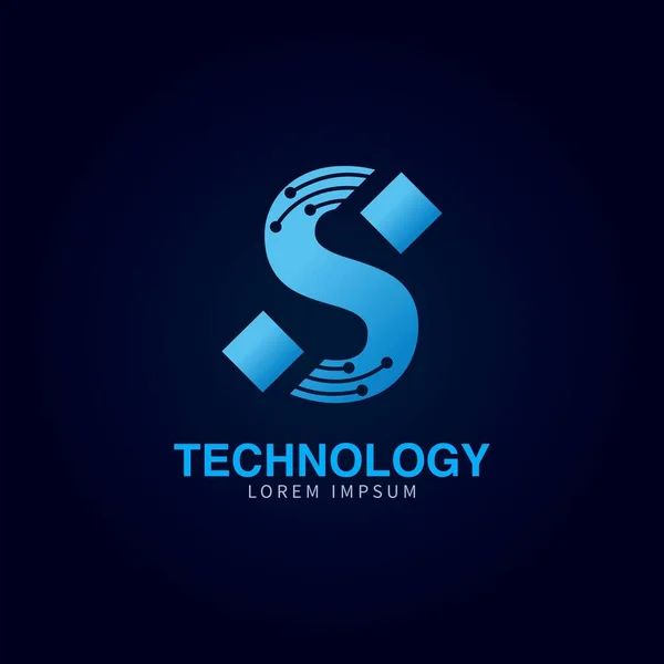 Letra Logotipo Azul Cor Tecnologia Digital Abstrata Ponto Conexão Vetor — Vetor de Stock