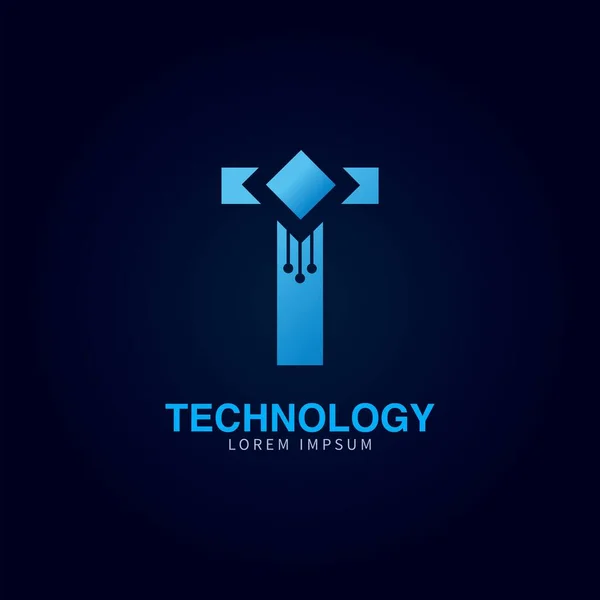Harfi Logotip Mavi Renk Teknoloji Dijital Soyut Nokta Bağlantı Vektörü — Stok Vektör