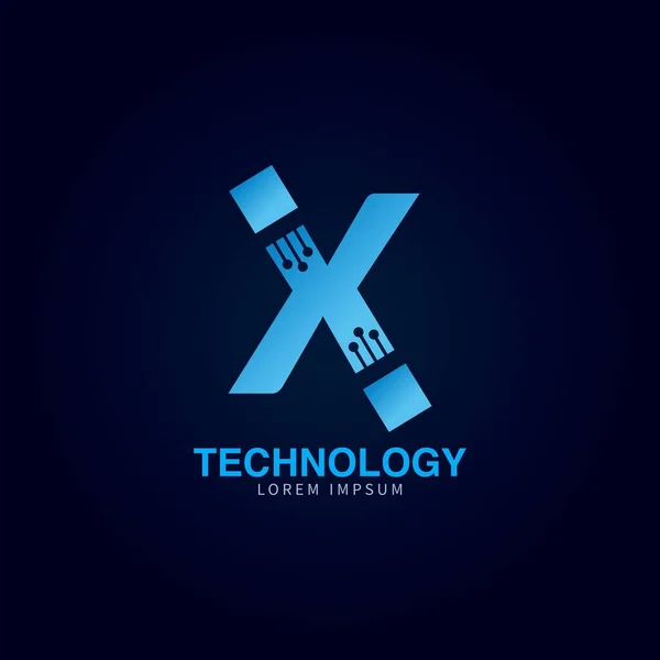 Buchstabe Logotyp Blaue Farbe Technologie Und Digitaler Abstrakter Punkt Verbindungsvektor — Stockvektor