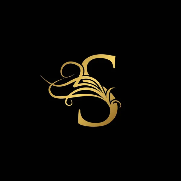 Gold Luxe Initiale Lettre Logo Icône Concept Monogramme Orné Vecteur — Image vectorielle