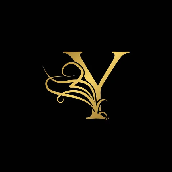 Gold Luxe Initial Letter Logo Pictogram Concept Monogram Sierlijke Vector — Stockvector